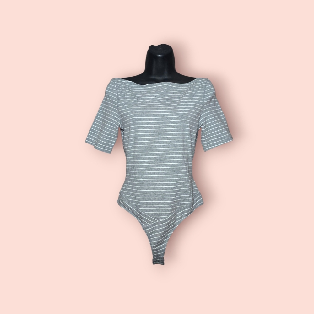 Free People Intimately Last Time Bodysuit Grey And White Striped Women's Medium